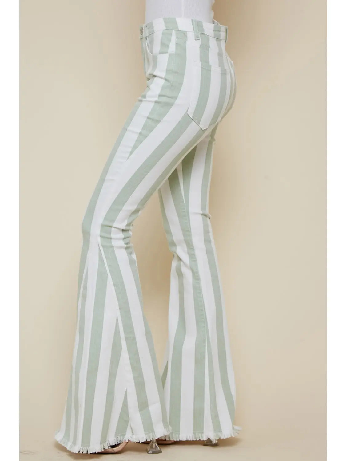 Sage Striped Bell Bottoms