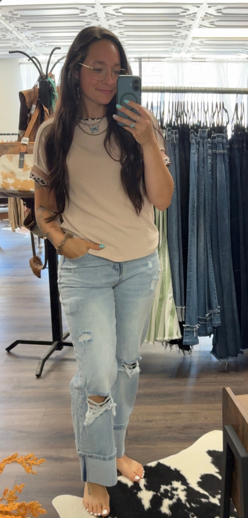 Rosemary Distressed Flare Jean