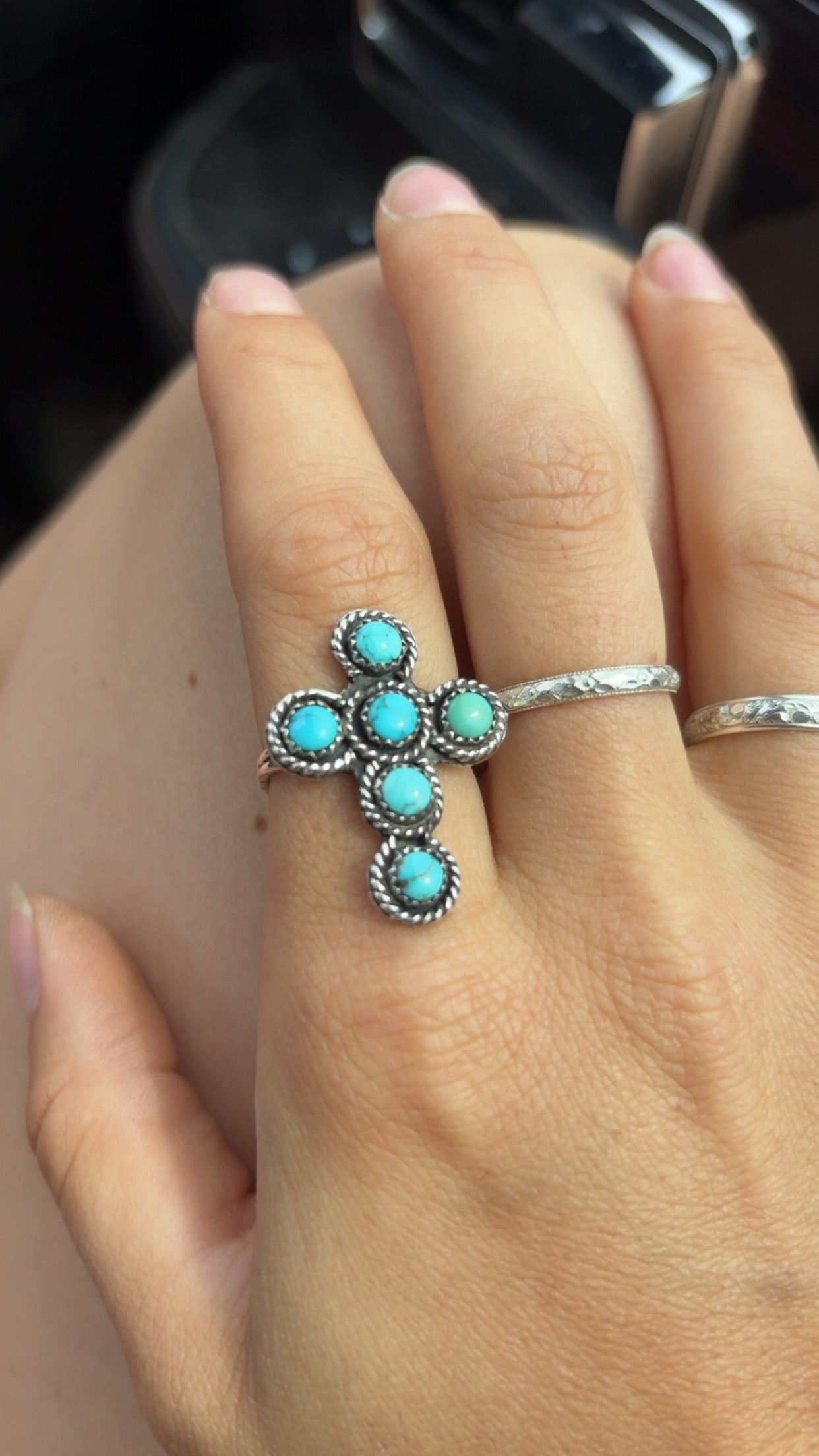 New Lone Mountain Turquoise Cross Ring
