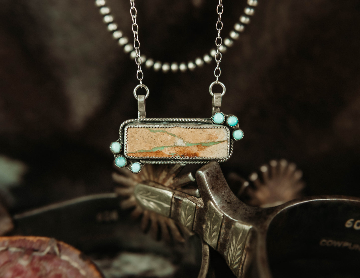 Glendo Bar Necklace Hatchita Ribbon Turquoise