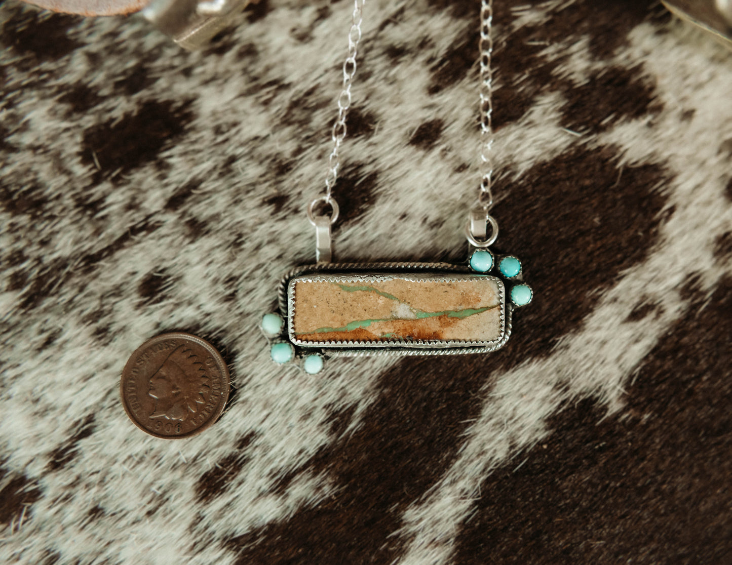 Glendo Bar Necklace Hatchita Ribbon Turquoise