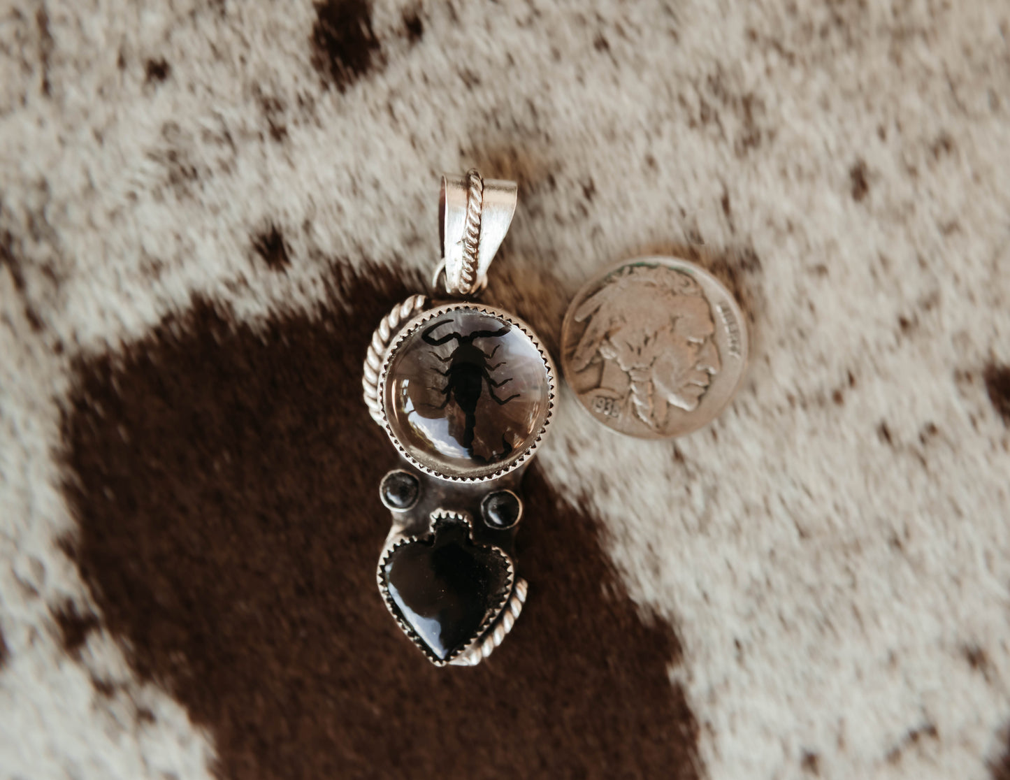 Casper Pendant Black Onyx and Scorpion Resin