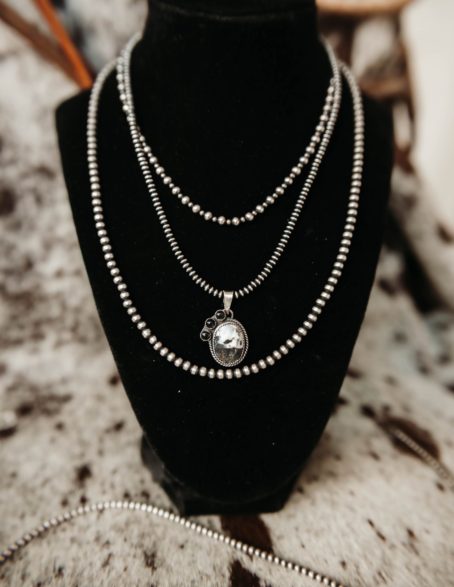 Reata White Buffalo and Black Onyx Pendant