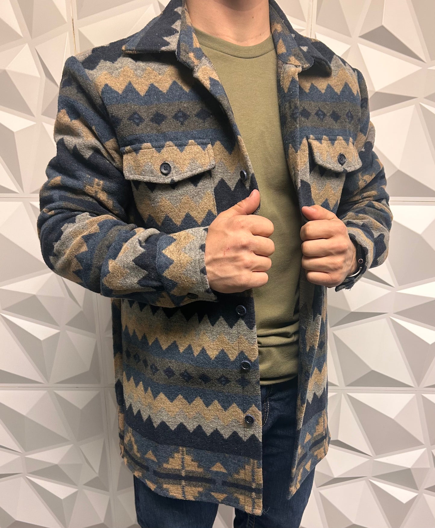 Neutral Aztec Button Down
