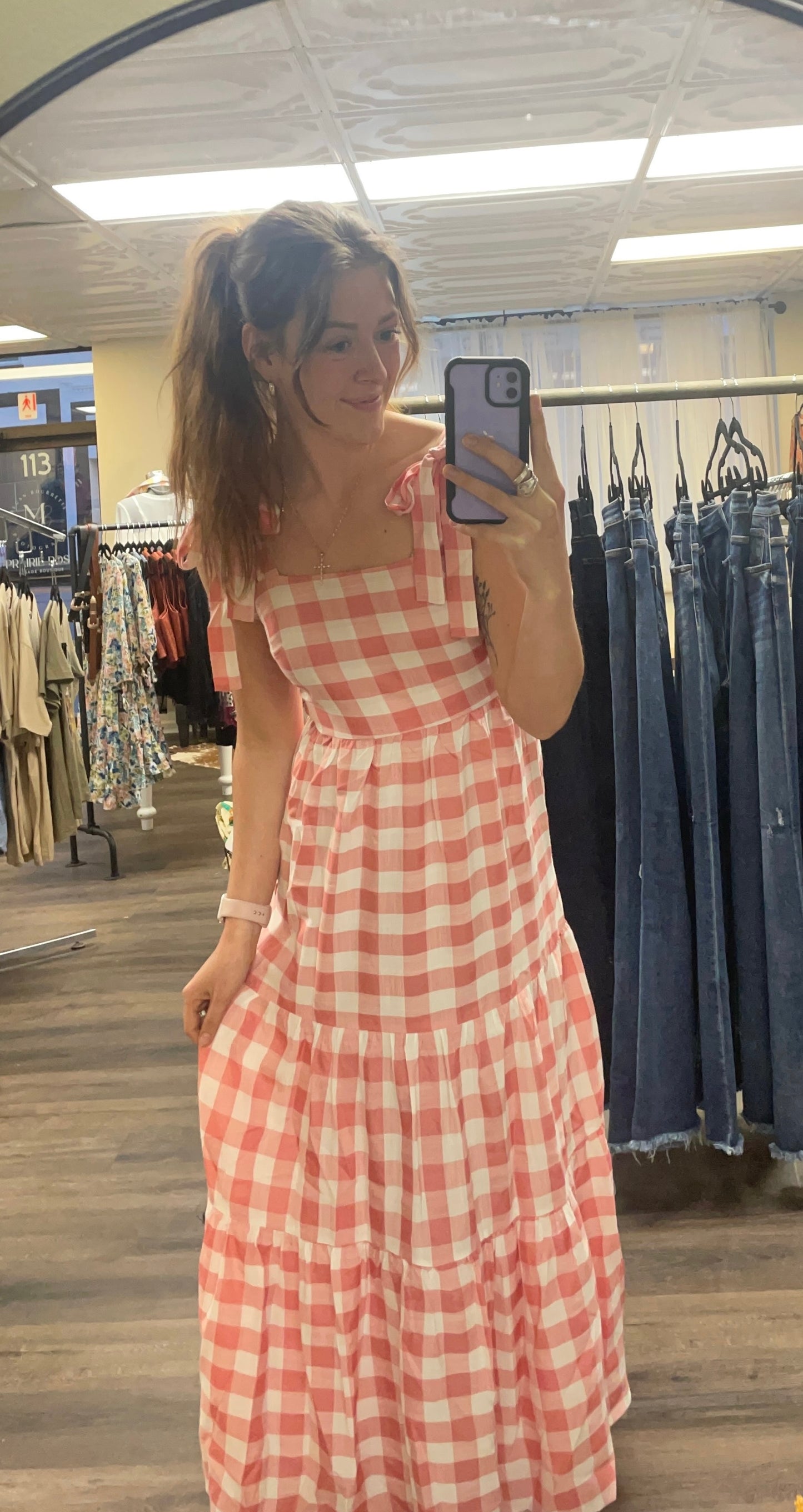 Gingham Pink Tie Dress