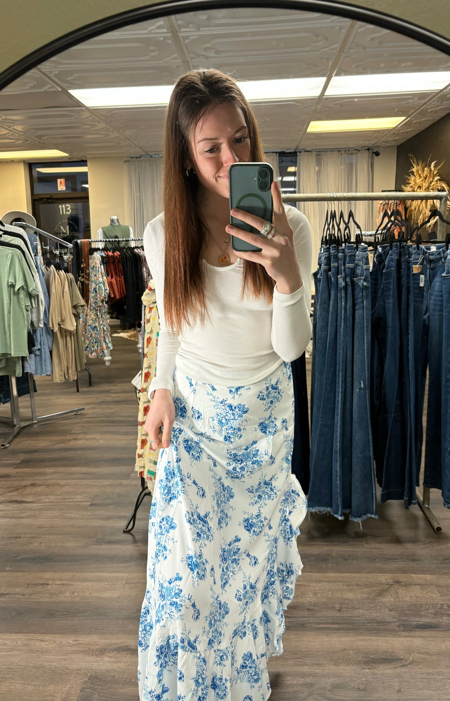 Ruffle Split Floral Skirt