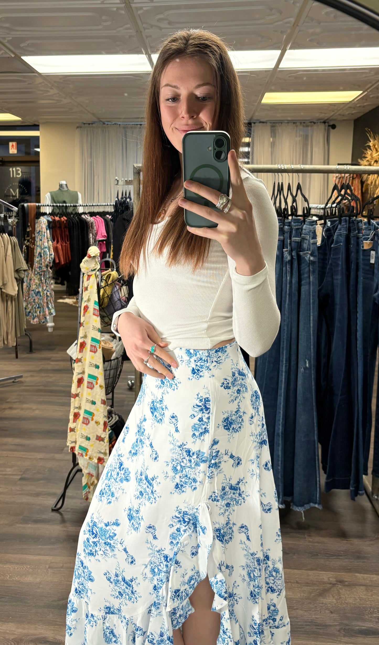 Ruffle Split Floral Skirt