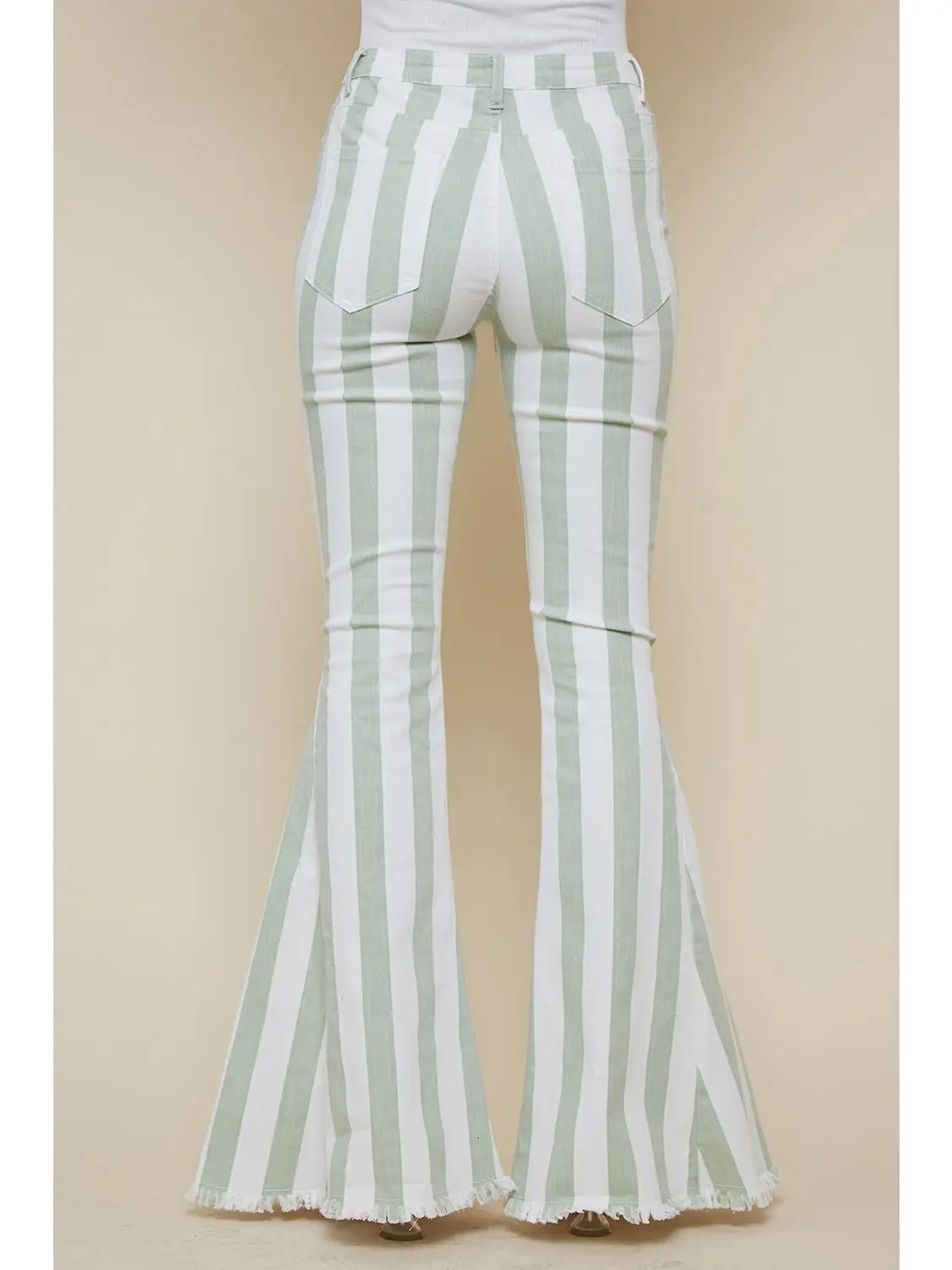Sage Striped Bell Bottoms