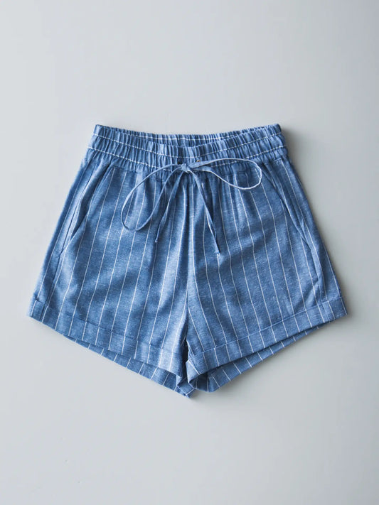 Junior Linen Pinstripe Shorts
