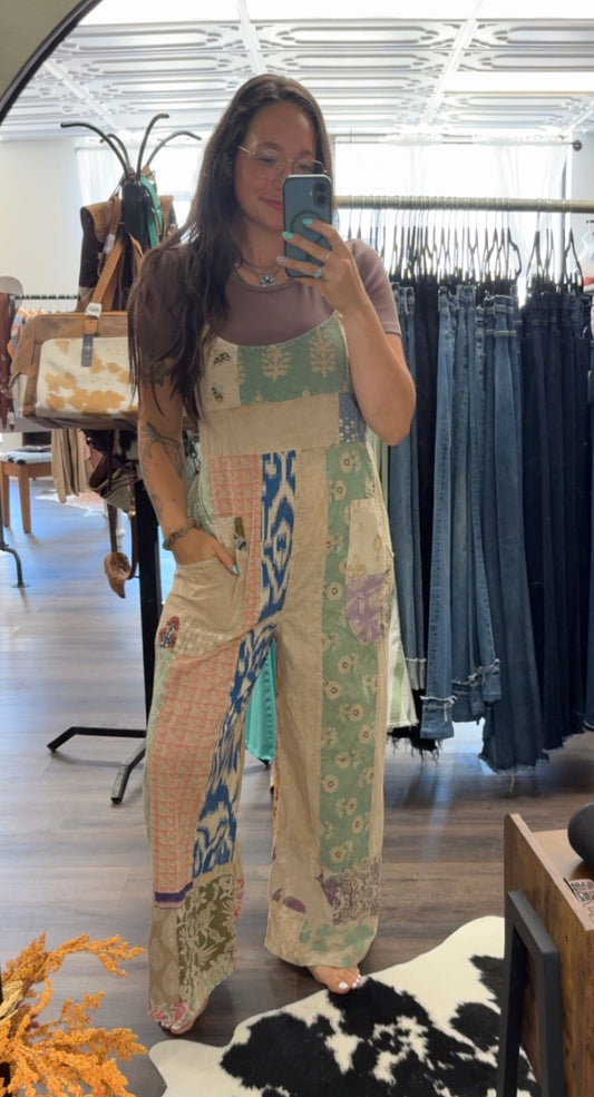 Adjustable Patchwork Romper