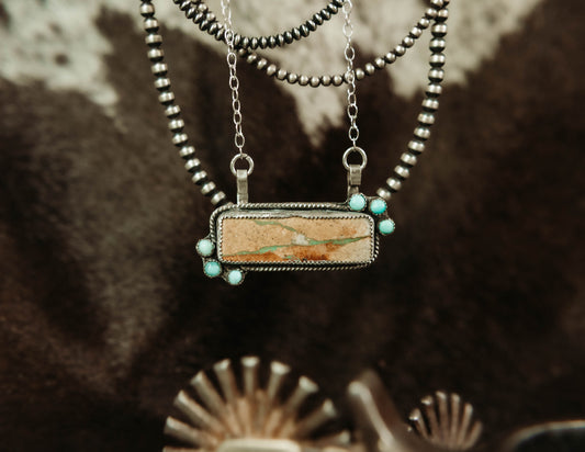 Glendo Bar Necklace Hatchita Ribbon Turquoise