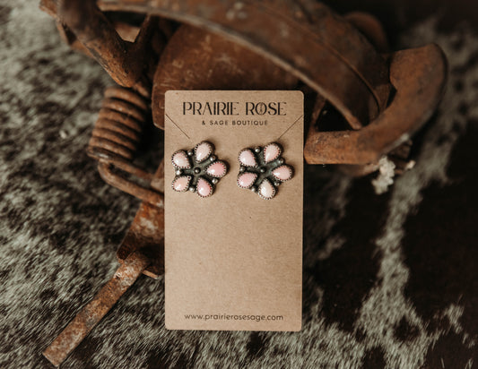 Sugar Loaf Studs Golden Hills & Pink Conch