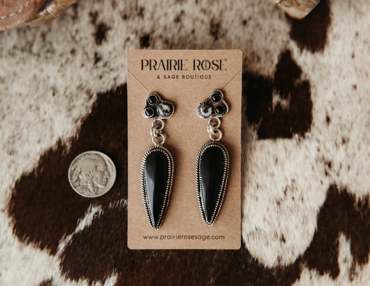 Straight Sho*ter Dangles Black Onyx/White Buffalo