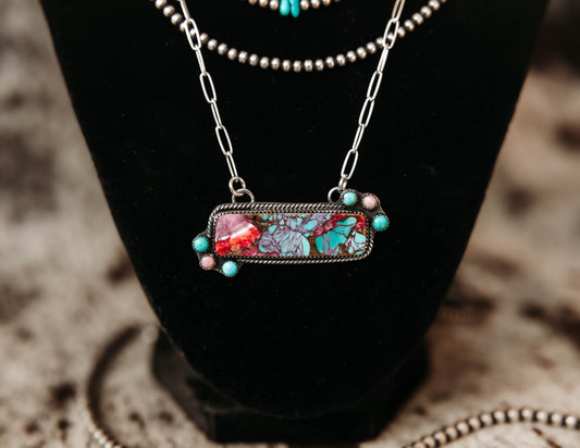 All Hat No Cattle Pink Dahlia Necklace
