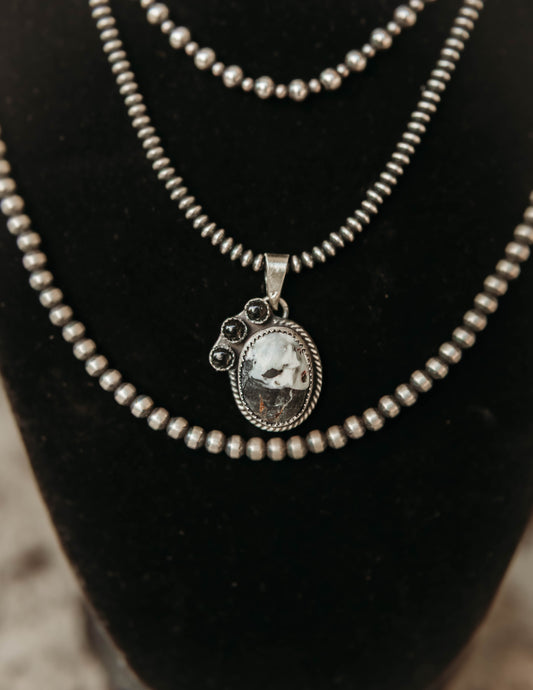 Reata White Buffalo and Black Onyx Pendant