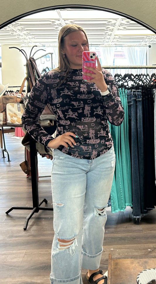 Wild West Rodeo Mesh Top