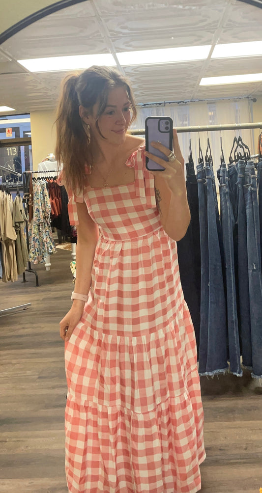 Gingham Pink Tie Dress
