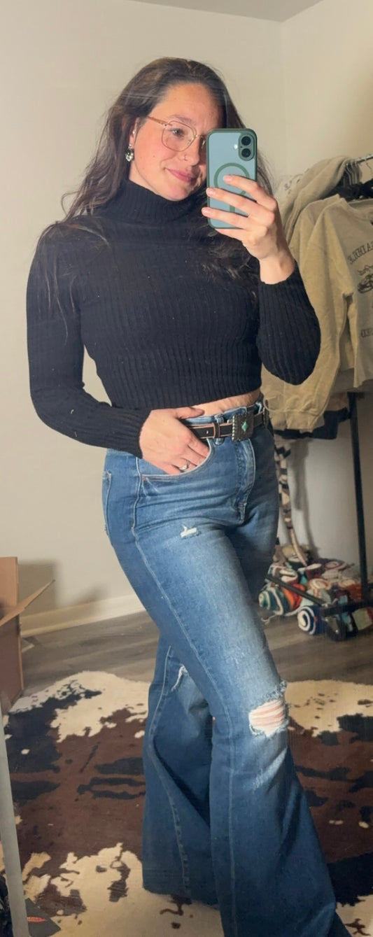 Black Cropped Turtle Neck