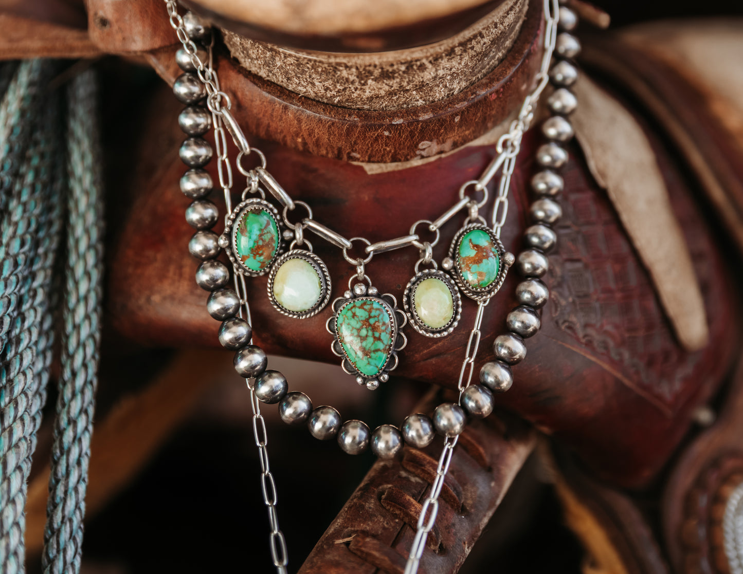 Shasta Charm Necklace Cielo/Palomino 16"