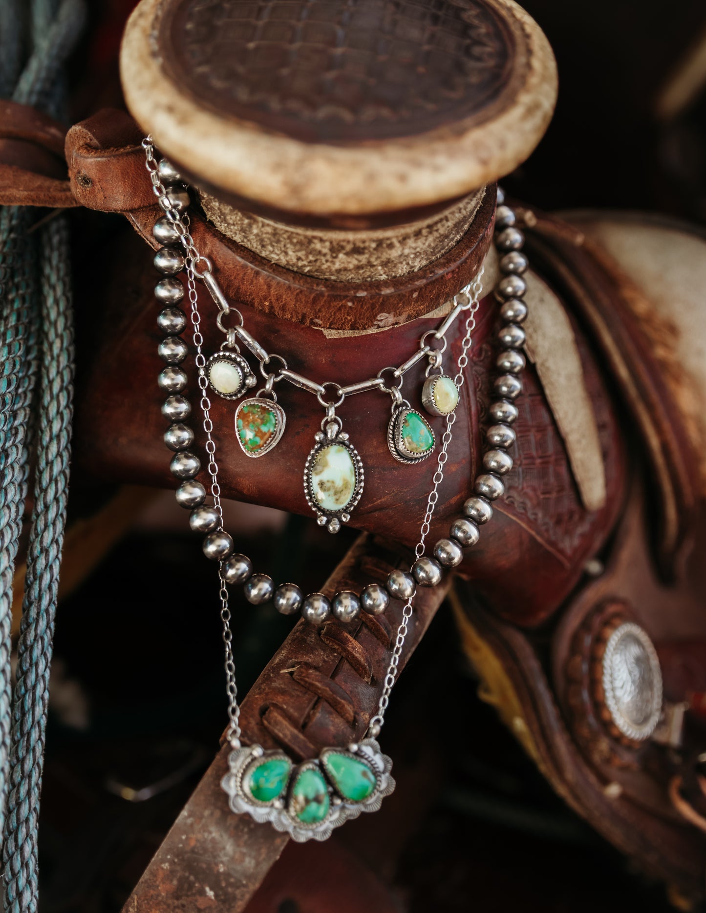 Tahoma Charm Necklace Cielo/Palomino 16"