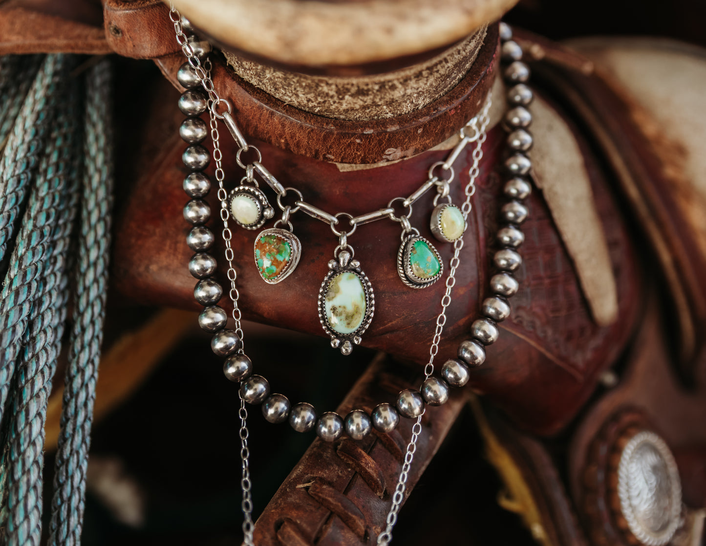 Tahoma Charm Necklace Cielo/Palomino 16"