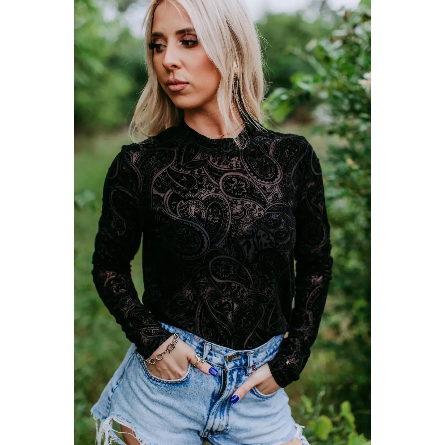 Paisley Mesh Long Sleeve